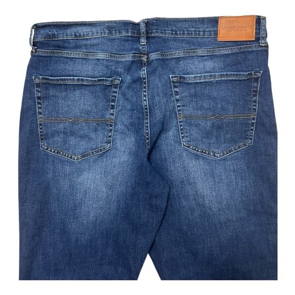 Lucky Brand Jeans Men 38x30 Blue Denim 410 Athletic Straight Medium Wash Stretch - Picture 5 of 14